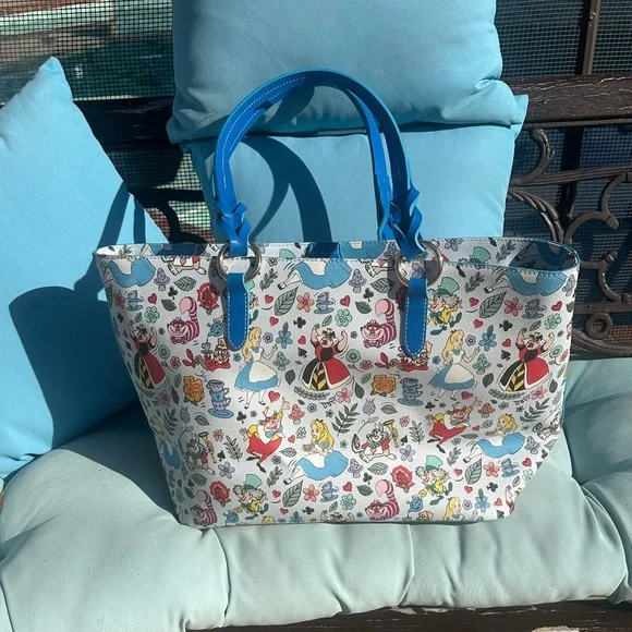 Dooney & Bourke Alice in Wonderland Tote with Blue Handles - Picture 2 of 7